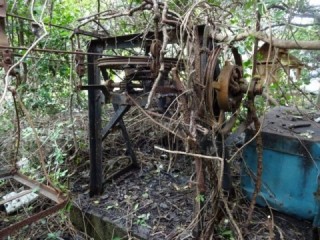 ロープウェイの起点が荒れている様子