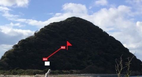 遠目で見た、ロープウェイのルート